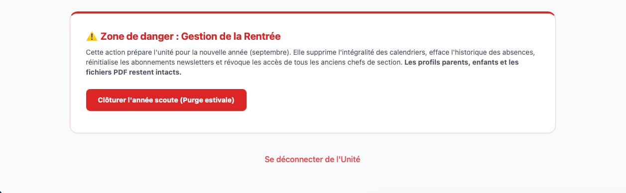 Bouton de purge de rentrée